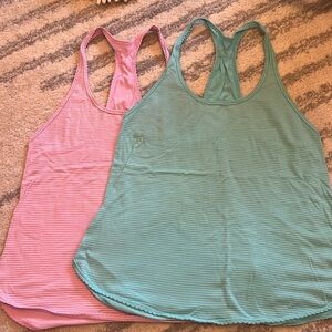 Two Lululemon Racerback Tanks, Size 8